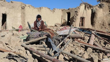 Destruction caused by a Pakistani air strike on Jige Mughalgai in Afghanistan's Khost province, in which nine children were killed. AFP