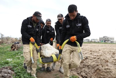 Another archaeological artefact is saved from the rubble in Deir Al Balah, central Gaza. Photo: Yousef Al Abadlah