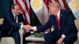 Egypt's President Abdel Fattah El Sisi with US President Donald Trump at the World Economic Forum in January. Getty Images