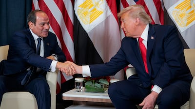 Egypt's President Abdel Fattah El Sisi with US President Donald Trump at the World Economic Forum in January. Getty Images