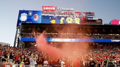 Liverpool fans let off a flare after a goal during the International Champions Cup match against AC Milan at Levi’s Stadium on July 30, 2016 in Santa Clara, California. Lachlan Cunningham / Getty Images / AFP