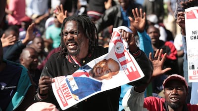 Protestors take part in the MDC-organised Peace March. EPA