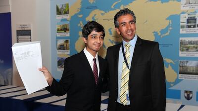 Pupils receiving their GCSE results at Brighton College Dubai.