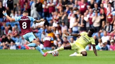 Bukayo Saka – 6: Hadn’t been much of an attacking threat until Westwood stopped his surging run at goal with cynical foul that led to Odegaard’s free-kick goal. Would have been through on goal just before break had first touch not let him down. PA