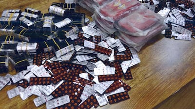 Drugs confiscated by Ras Al Khaimah Police. The Anti-Narcotics Department has carried out a total of 33 operations in the first quarter this year. Courtesy Ras Al Khaimah Police