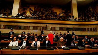 Members of the civil society delegation attend the first meeting of the new Syrian Constitutional Committee at the United Nations in Geneva. AFP