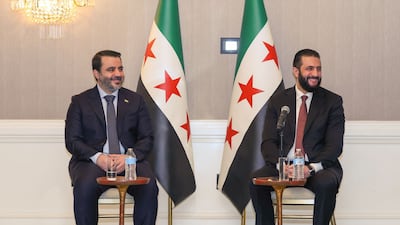 Syrian Foreign Minister Asaad Al Shibani and President Ahmad Al Shara meeting the Syrian American community in Washington. Sana