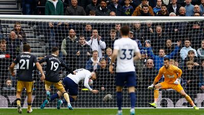 Matt Doherty heads Tottenham into the lead. Action Images