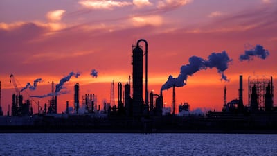 Emissions rise from an oil refinery in Texas, US. The twin trends of reduced oil demand and increased investment in renewables are likely to pressure crude prices in the medium to long term. Bloomberg