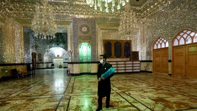 An Iranian official walks around the tomb of the Abdol Azim inside the shrine in the city of Shahre Ray, south of the capital city Tehran. EPA