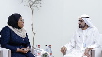 Sheikh Mohammed bin Rashid, Vice President and Ruler of Dubai, with Samia Suluhu Hassan, President of Tanzania. Wam