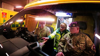 Military personnel take part in ambulance driver training in London, as they prepare to provide cover for ambulance workers on December 21 and 28. PA