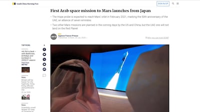 South China Morning Post's report on the blast-off early on Monday morning