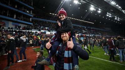 Aston Villa celebrate victory after the League Cup semi final. Getty Images