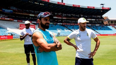 India captain Virat Kohli, left, and South Africa counterpart Faf du Plessis, right, have divergent views on Australia's on-field behaviour. AFP