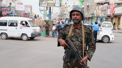 A policeman stands on a street in the Red Sea port city of Hodeidah. Reuters