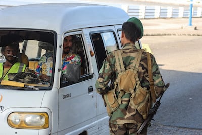 A member of the security forces mans a checkpoint in Aden, where the internationally recognised government is based. AFP