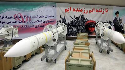 Sayyad-3 air defence missiles on display during the inauguration of its production line at an undisclosed location in Iran in 2017. AFP