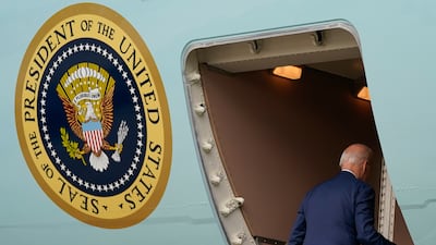 President Joe Biden boards Air Force One for a trip to attend the G20 summit in New Delhi. AFP