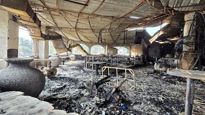 The charred interior of the Birch by Romeo Lane nightclub in Arpora, in India's western state of Goa. AP