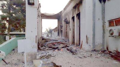 In this photograph released by Medecins Sans Frontieres (MSF) on October 3, fires burn in part of the MSF hospital in the Afghan city of Kunduz after it was hit by an air raid. AFP Photo