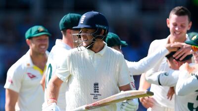 Joe Root 0. Trapped leg before second ball to Hazlewood. AFP