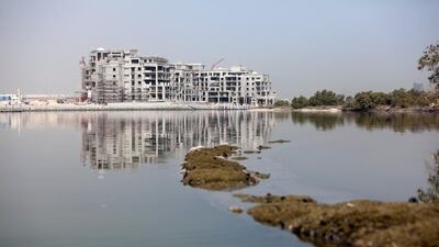 As crabs scurry around on the man-made shores of the mangrove islands, construction nearby continues on Thursday early morning, July 21, 2011, in the Eastern Mangroves near the East Road. Mangroves, natural saline habitants, are affected by erosion caused by development of the surrounding islands, widening the natural channels and thus increasing the water flow, which in return washes away the sediment much faster.(Silvia Razgova/The National)