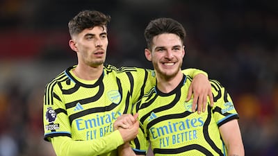 Kai Havertz, left, and Declan Rice are the highest earners at Arsenal. Getty