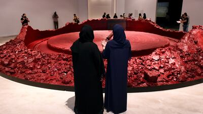 Anish Kapoor's My Red Homeland is on display in Abu Dhabi. Courtesy TCA Abu Dhabi