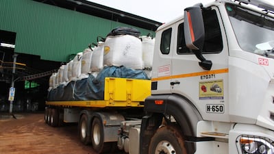 Sacks of cobalt powder are loaded for export in the Democratic Republic of Congo. Bloomberg
