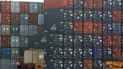 Cargo containers pile up at Terminal 1 in Jebel Ali Port in Dubai. Pawan Singh / The National