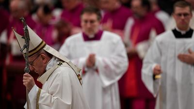 Pope Francis arrives to celebrate mass on Christmas Eve marking the birth of Jesus Christ. AFP/Andreas SOLARO