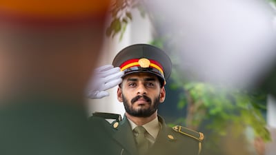 A member of the UAE Armed Forces honour guard at Al Shati Palace