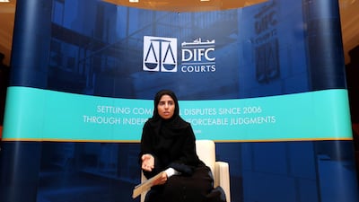 DIFC Courts recorded a rise in total volume and value of claims and counterclaims in 2017, said Amna Al Owais, chief executive and registrar, as she unveiled the DIFC Courts' annual review. Chris Whiteoak / The National