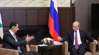 Mr Putin told the Syrian leader he wanted to meet him in advance of a gathering, planned for this week in Russia, with the leaders of Turkey and Iran — two other powers heavily involved in the conflict in Syria. Mikhail Klimentyev / EPA