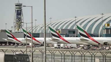Emirates planes at Dubai International Airport. AFP