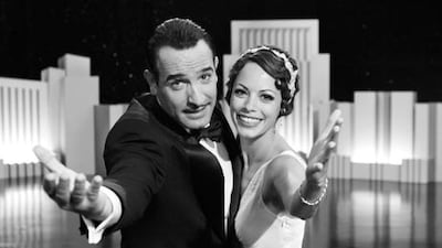 Jean Dujardin as George Valentin and Berenice Bejo as Peppy Miller in Michel Hazanavicius’s 2011 film The Artist. The Weinstein Company