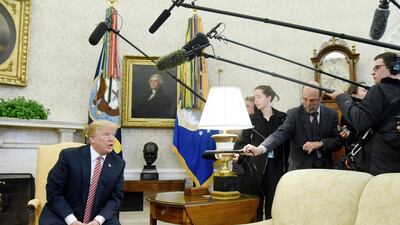 US president Donald Trump praised during the meeting his former staff secretary, Rob Porter, for performing well in the White House and cautioned reporters to keep in mind that he has denied allegations of domestic violence. Olivier Douliery / Bloomberg