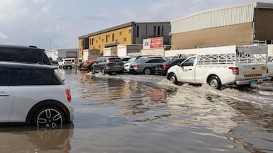Motorists had to navigate waterlogged roads in Dubai on Sunday and more rain is on the way. Antonie Robertson / The National