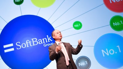 Masayoshi Son, chairman and chief executive officer of SoftBank Group, gestures while speaking during a news conference in Tokyo, Japan. Bloomberg