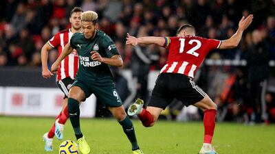 Newcastle striker Joelinton on the attack against Sheffield United. Getty