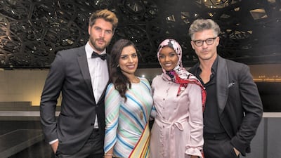 Nick Bateman, Amina Taher, Halima Aden and Eric Rutherford
