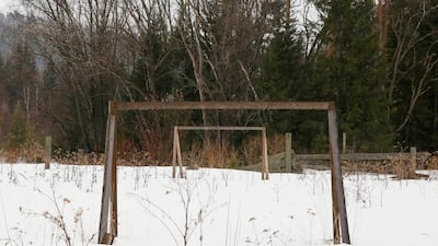 Self-made goalposts in Verkhnyaya Biryusa village, located in the Taiga area near the Russian Siberian city of Krasnoyarsk, Russia. Ilya Naymushin / Reuters