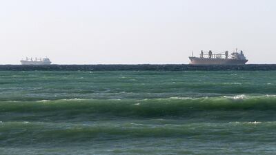 Oil ships are seen in Tibat at one of Strait of Hormuz ends, Oman, 15 January 2012. EPA photo