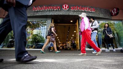 Pedestrians passing retailer Lululemon Athletica in downtown Vancouver. Reuters