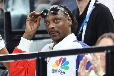 Snoop Dogg attends the women's artistic gymnastics at the Paris Olympics. Getty Images