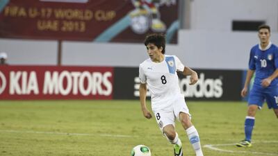 Franco Pizzichilloin action for Uruguay against Italy. Razan Alzayani / The National