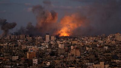 Smoke rises following an Israeli air strike in northern Gaza city. EPA