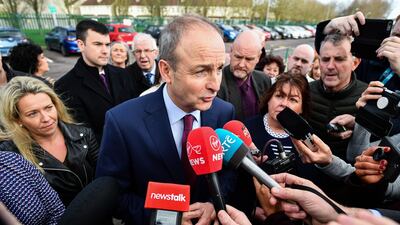 Micheal Martin of Fianna Fail arriving for the Irish General Election count at the Cork South-Central constituency at Nemo Rangers GAA in the Irish general election on February 9, 2020 in Cork, Ireland. Getty Images