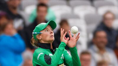 Southern Brave's Danni Wyatt takes a catch to dismiss Fran Wilson of the Oval Invincibles during The Hundred Final at Lord's in London, on Saturday, August 21. The Invincibles won the game by 48 runs. Reuters